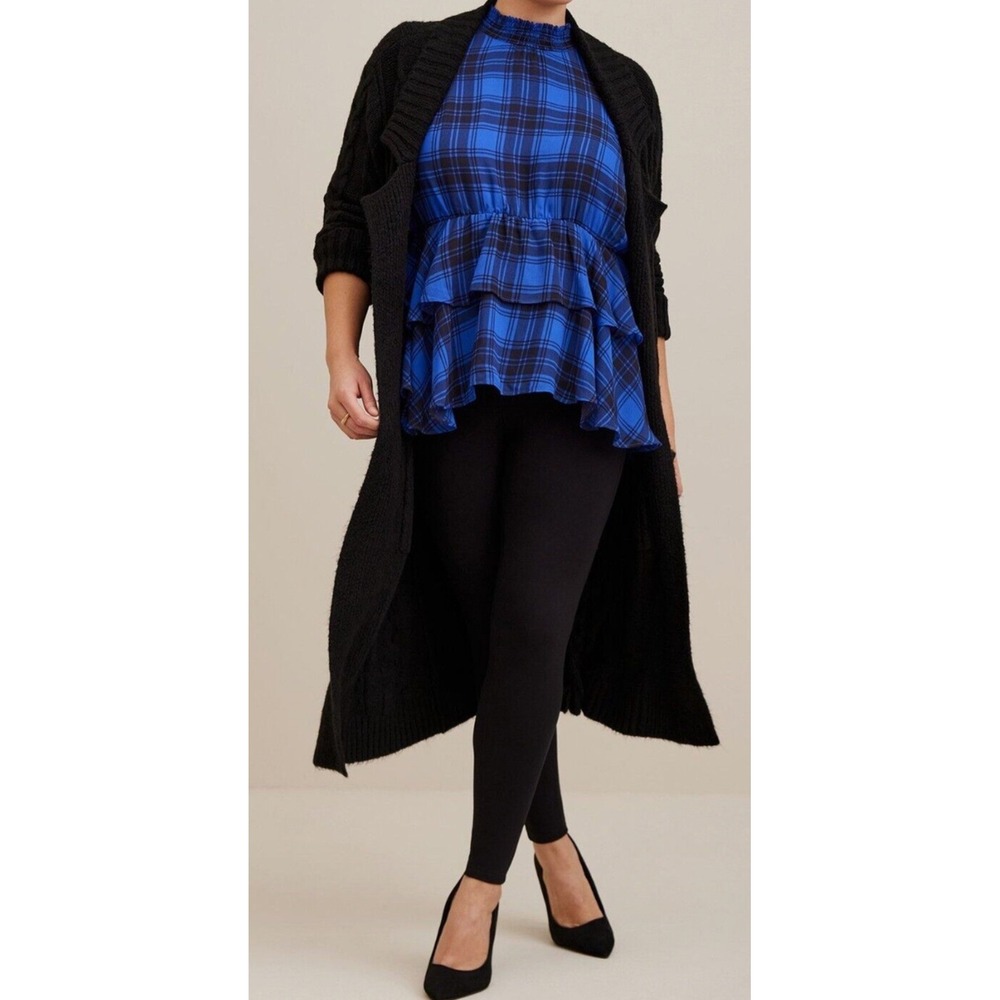 Torrid Chiffon‎ Smock Neck Ruffle Tiered Plaid Top Size 2 A11